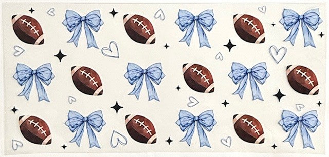 #79 Blue Football Bows- Cup Wrap
