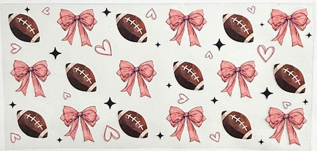 #78 Pink Football Bows- Cup Wrap