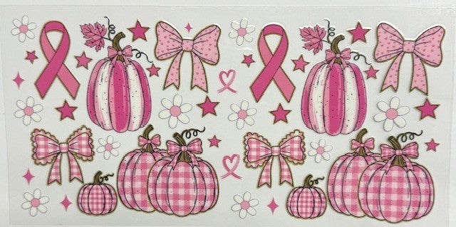 #4 Pumpkin Breast Cancer w/ Bows & Flowers- Cup Wrap
