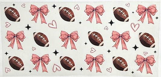 #78 Pink Football Bows- Cup Wrap