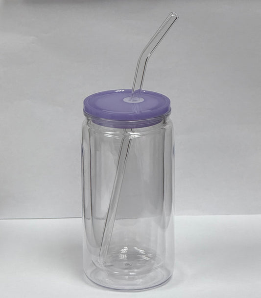 16oz Purple Straw and Lid